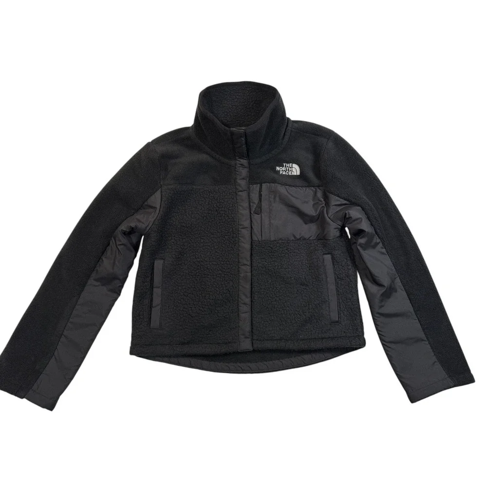 The North Face Girls Black Sherpa Fleece Mashup Snap Jacket NF0A7UMI Large 12